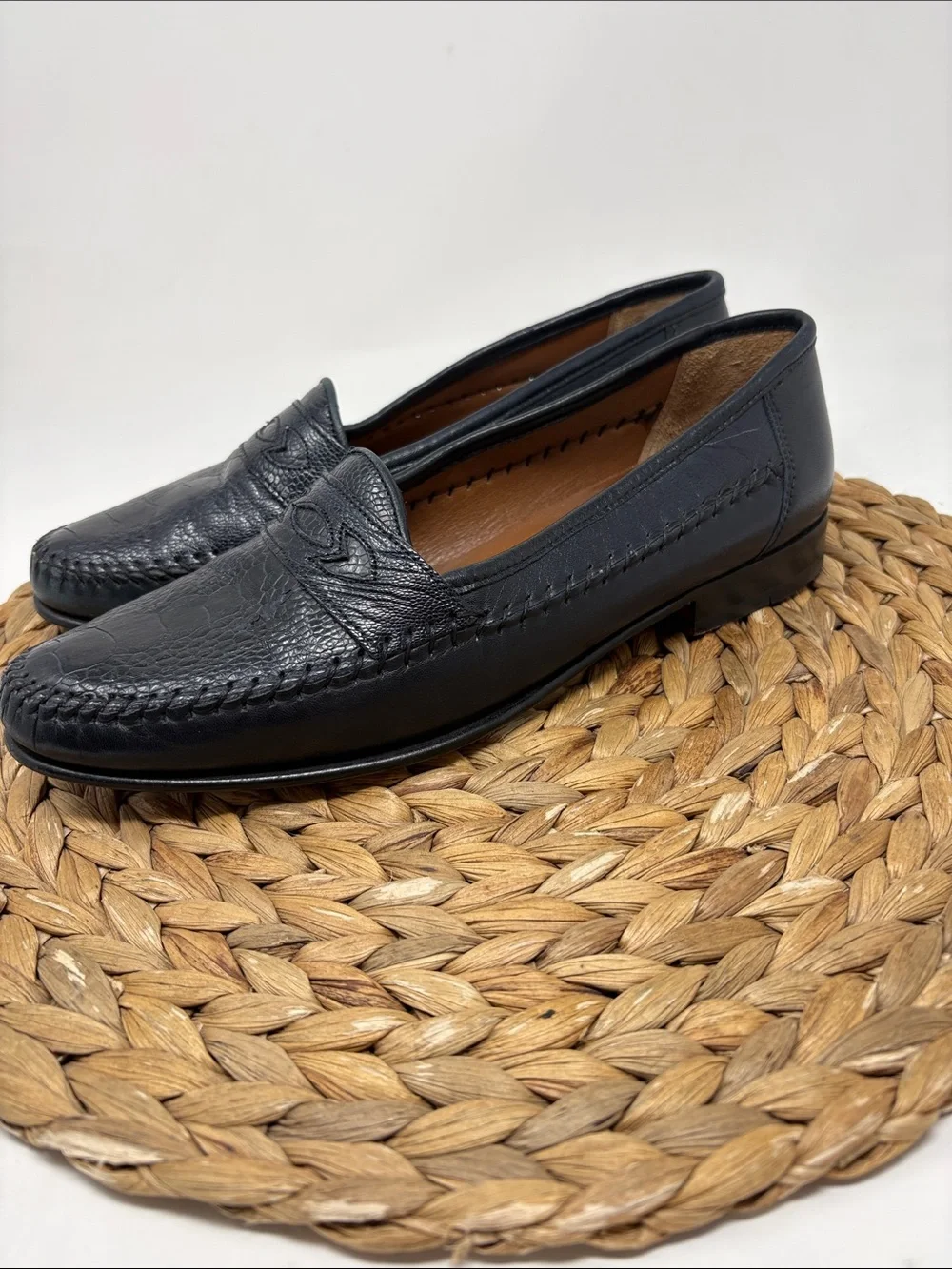 BRUNO MAGLI Men's Jericho Genuine Ostrich Leather Slip On Penny Loafers size 7.5